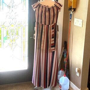 J for Justify Off the Shoulder Shorts and Romper Dress XL Striped Maxi